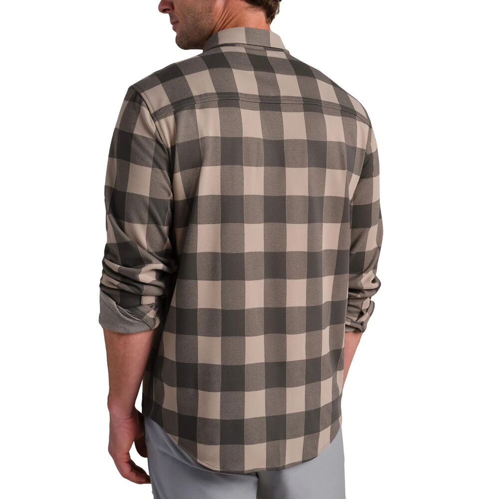 NWT Rhone Hardy Flannel Shirt Foggy Taupe & Iron Buffalo Check Men's Size 2XL - Picture 7 of 12